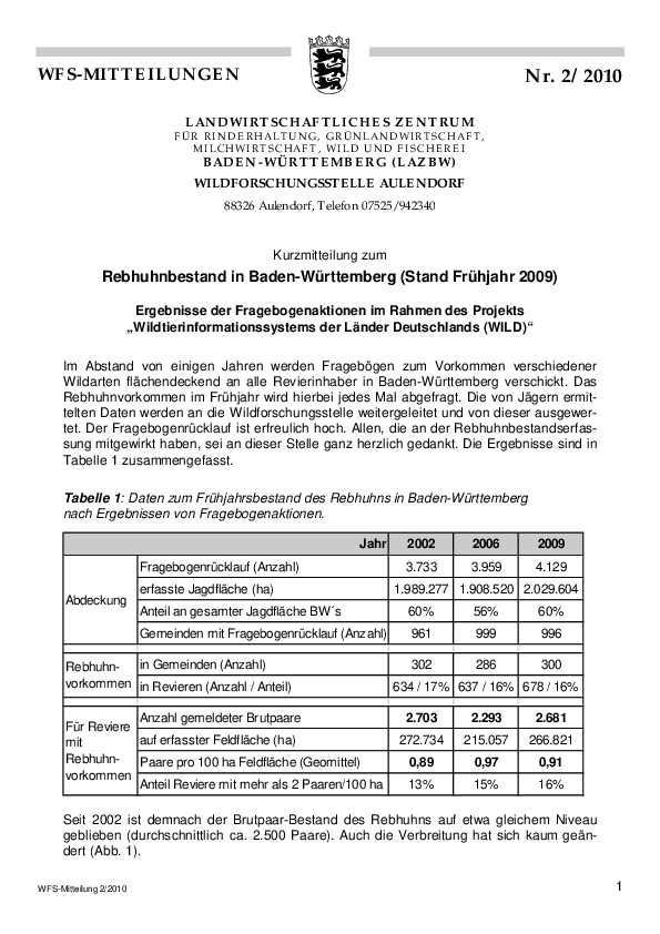 Zum aktuellen Rebhuhnbestand in Baden-Württemberg pdf-preview