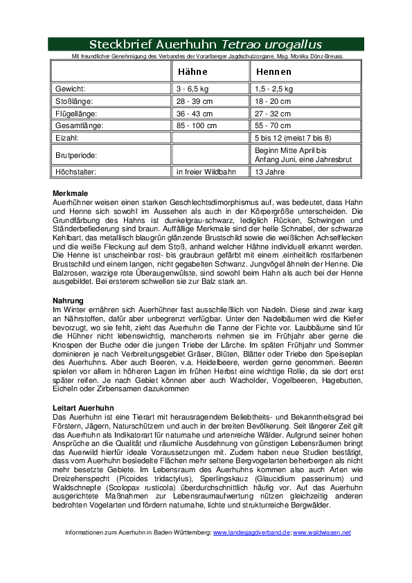 Steckbrief Auerhahn pdf-preview
